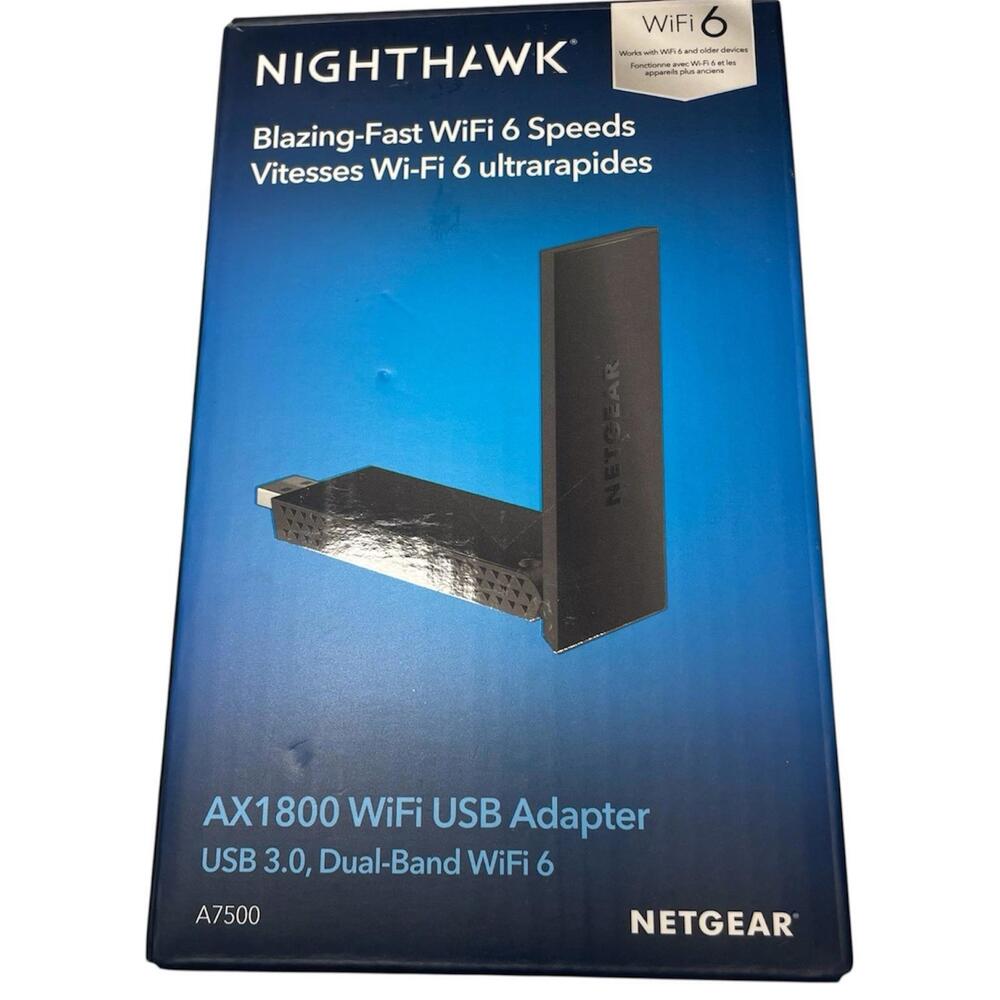 NETGEAR Nighthawk AX1800 Wi-Fi 6 USB 3.0 Adapter A7500-100PAS - New / Open Box